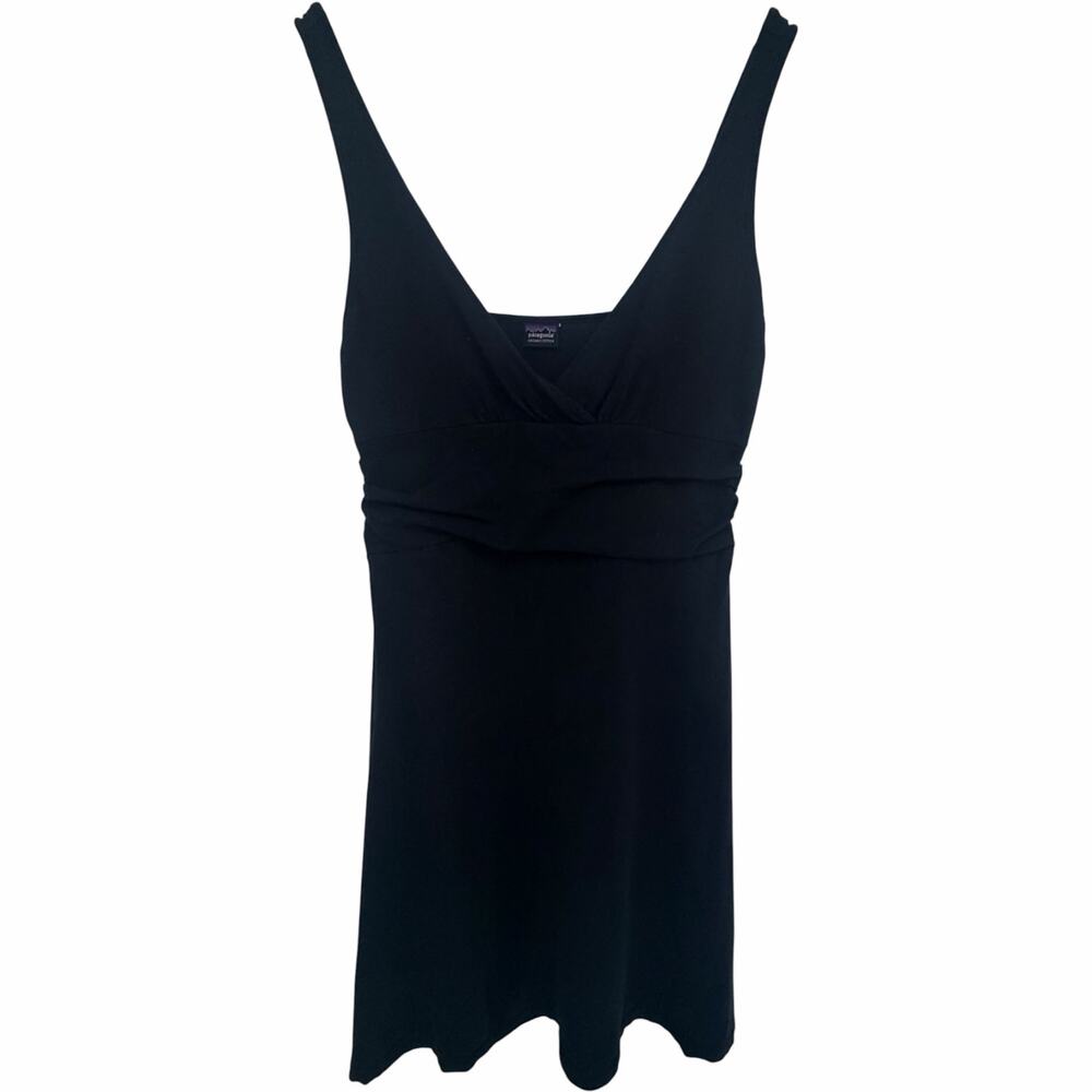 Patagonia Organic Cotton Faux-Wrap Black Dress XS